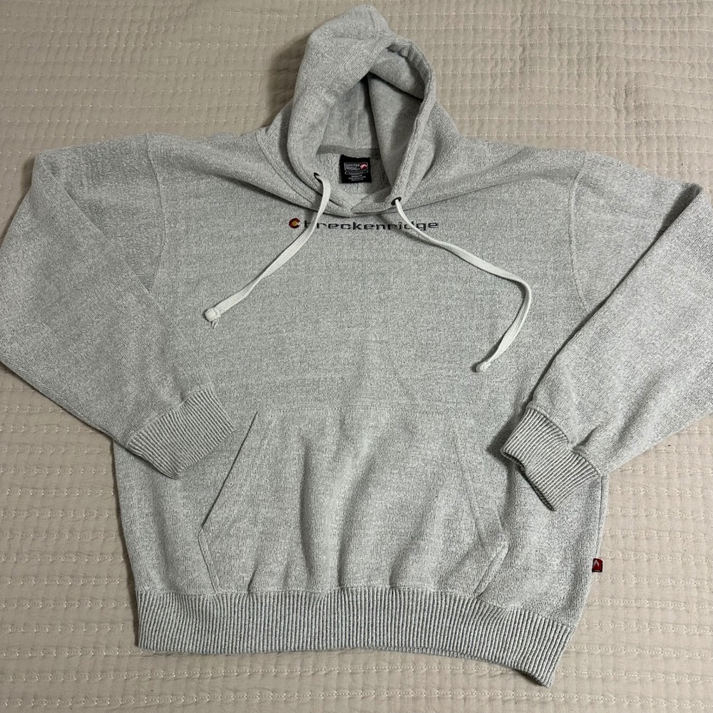 Outfitter Trading Co Breckenridge Hoodie Grey Excellent Embroidered Pullover Ski